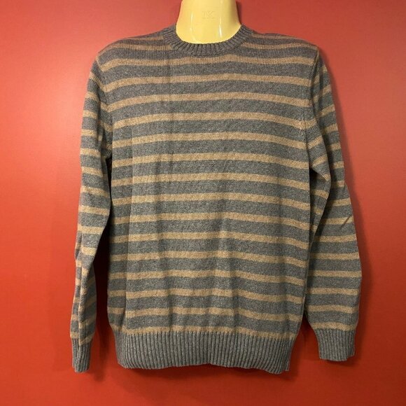 ⭐4 FOR $20⭐ GAP Men's Grey / Tan Striped Sweater - Size Large - Picture 1 of 4